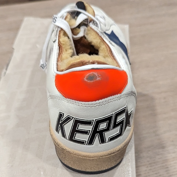 Mens Golden Goose Ball Star Low-Top Sneakers White/Blue - Picture 5 of 8